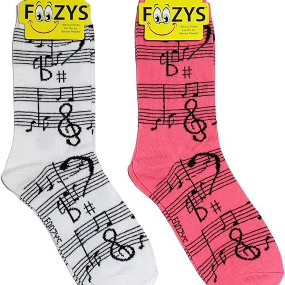 Music Notes Steinway Beethoven Symphony Songs Socks Foozys Women's 2 Pairs